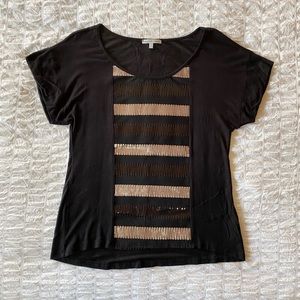Black sequin striped top